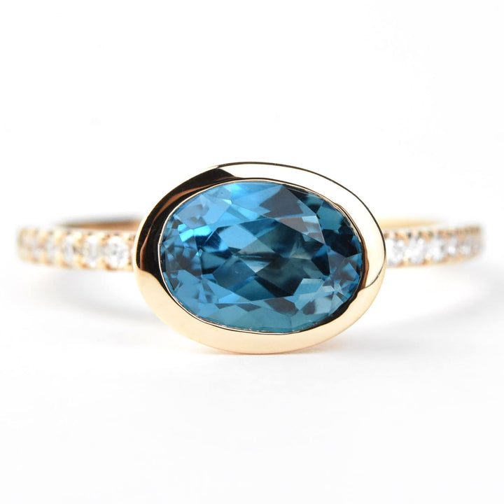 Oval London Blue Topaz and Diamond Ring