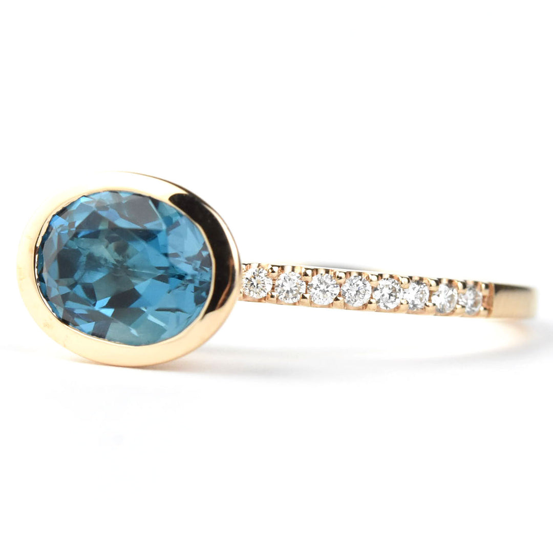 Oval London Blue Topaz and Diamond Ring