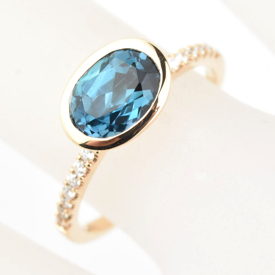 Oval London Blue Topaz and Diamond Ring