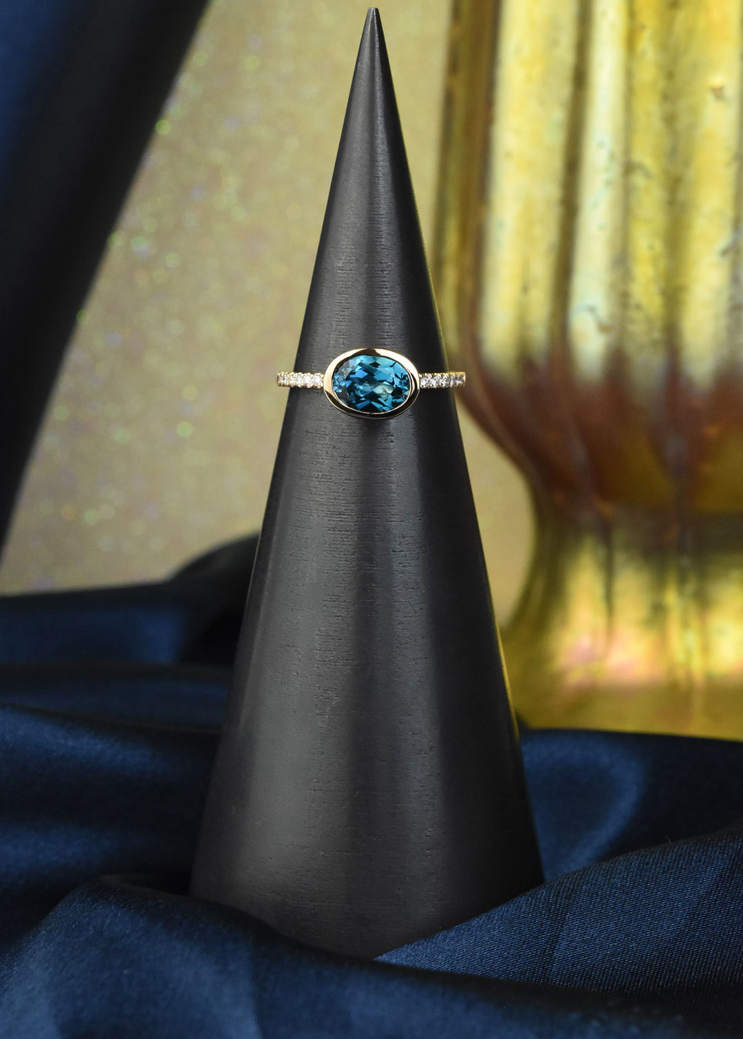 Oval London Blue Topaz and Diamond Ring