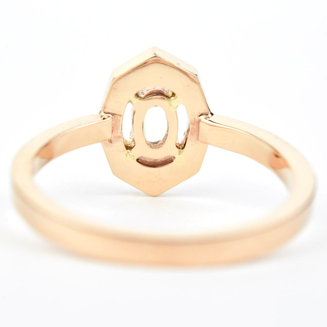 Moonstone and Diamond Ring in 14k Rose Gold