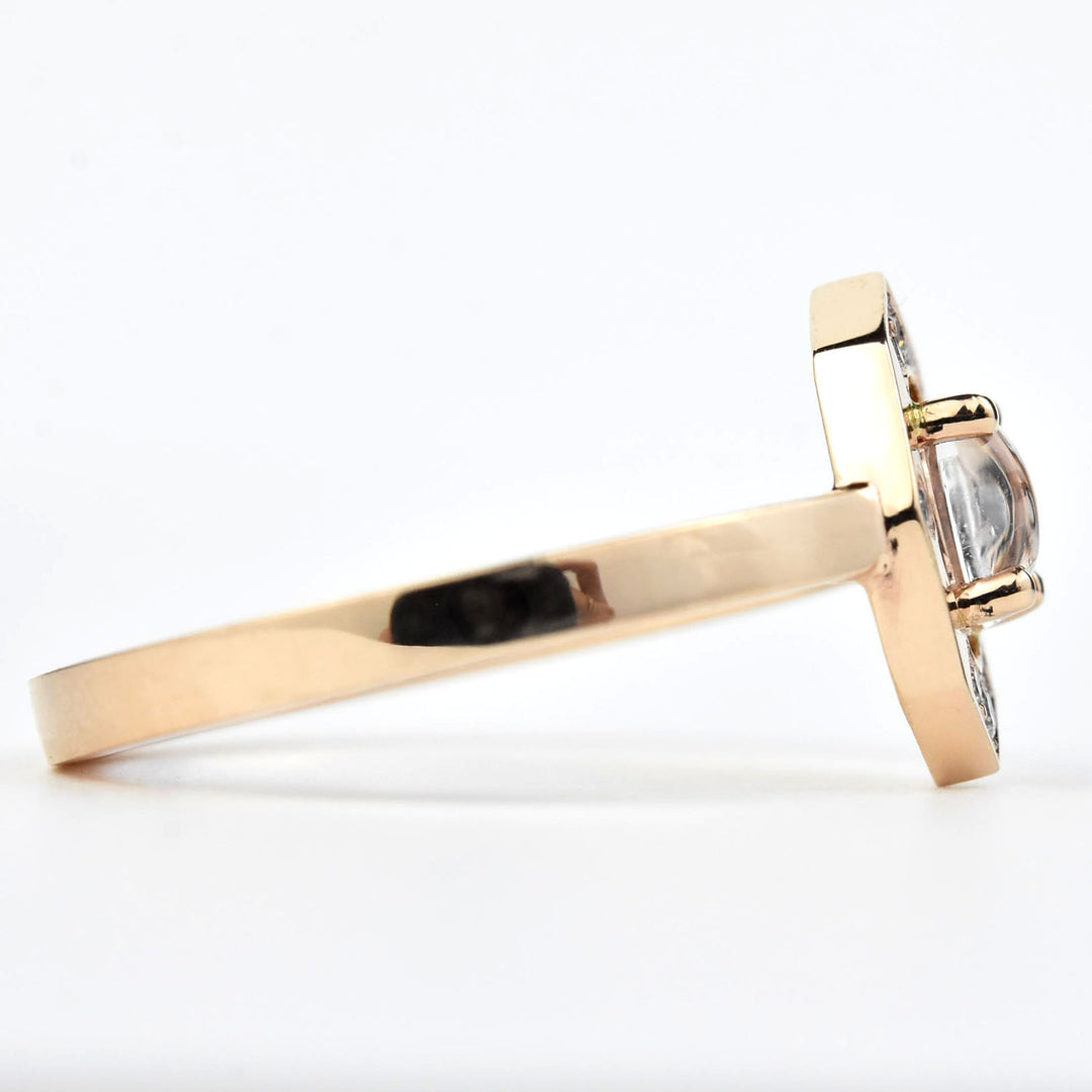 Moonstone and Diamond Ring in 14k Rose Gold