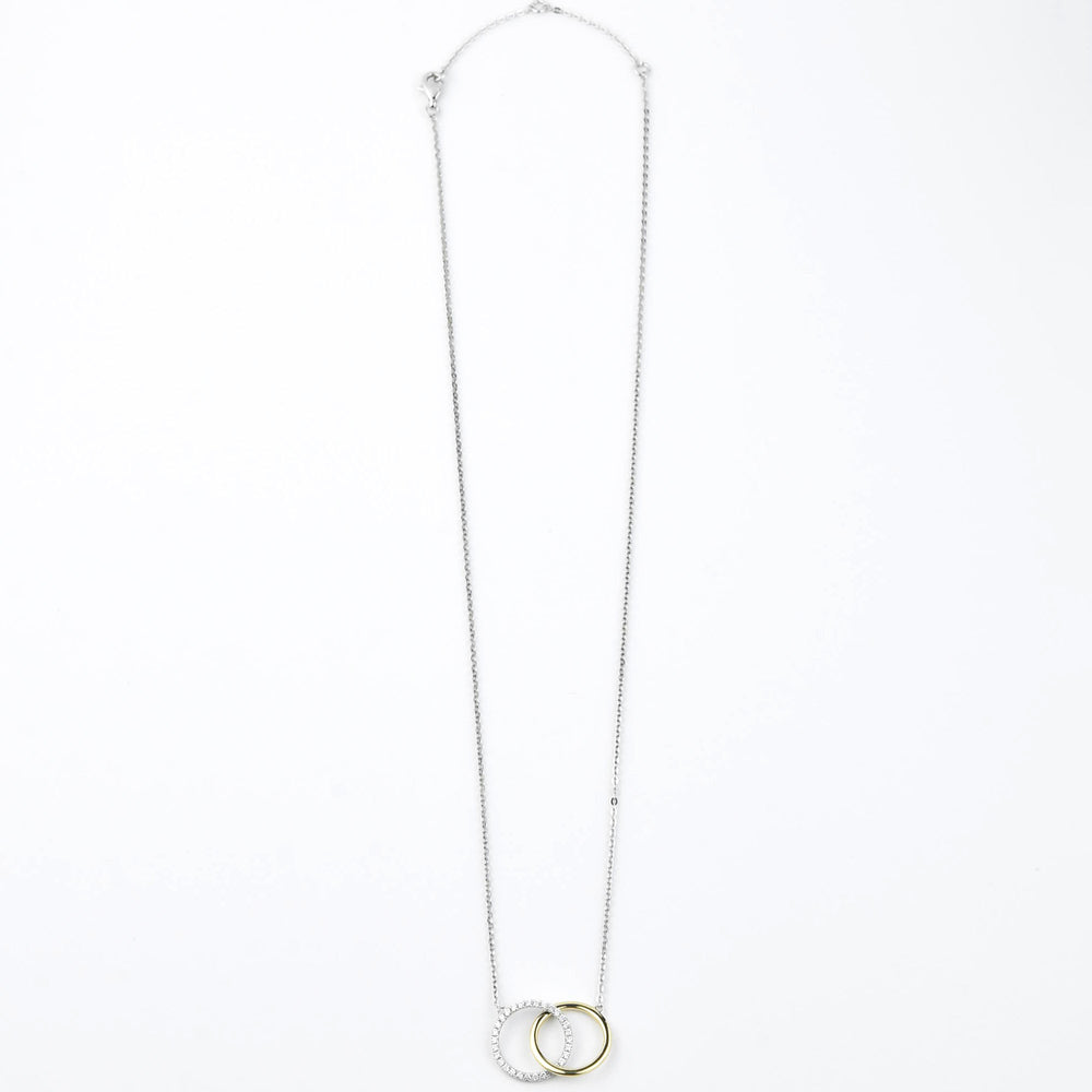 Two Tone Gold Link Necklace with Diamonds - Goldmakers Fine Jewelry