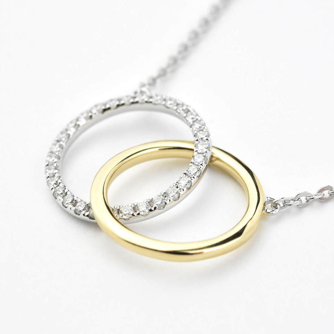 Two Tone Gold Link Necklace with Diamonds - Goldmakers Fine Jewelry