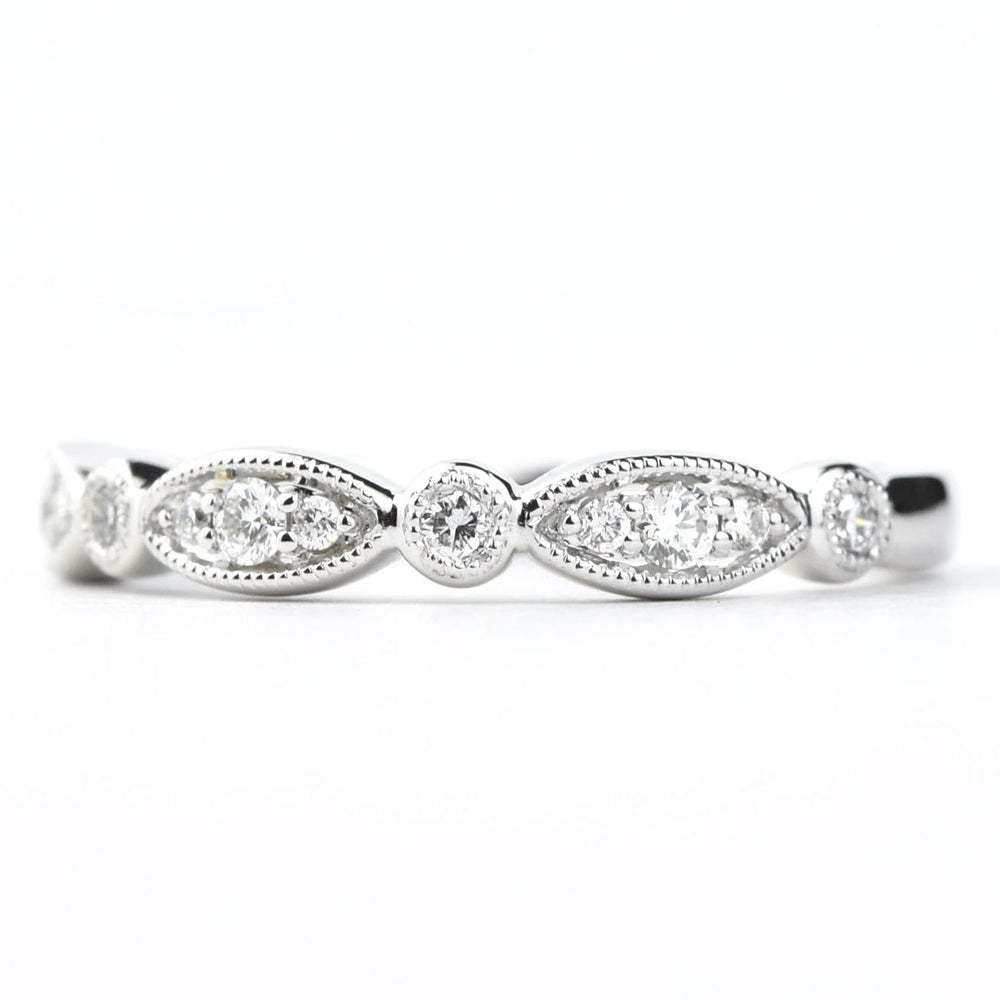 Diamond Almond Band in White Gold - Goldmakers Fine Jewelry