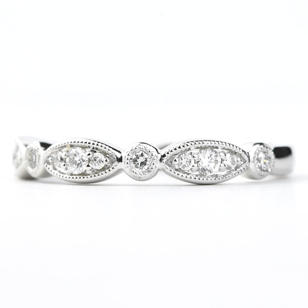 Diamond Almond Band in White Gold - Goldmakers Fine Jewelry