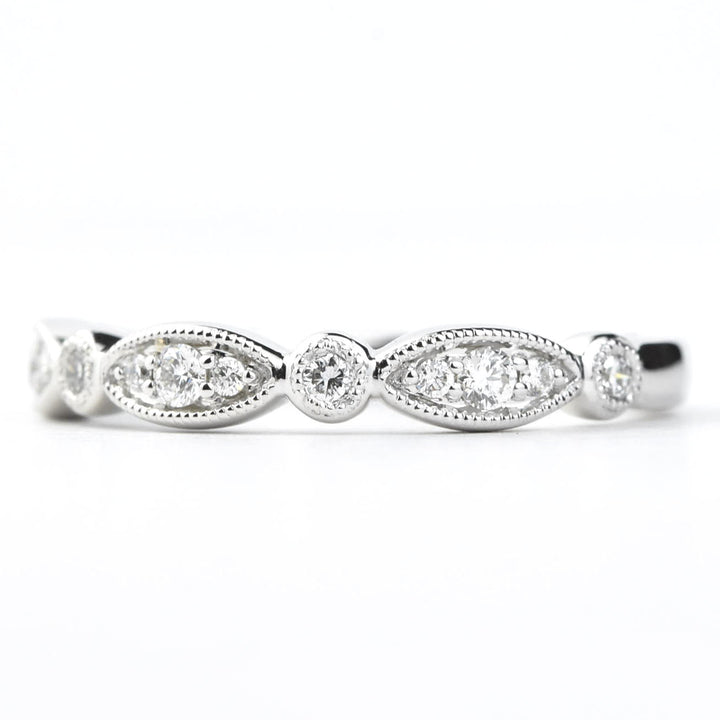 Diamond Almond Band in White Gold - Goldmakers Fine Jewelry