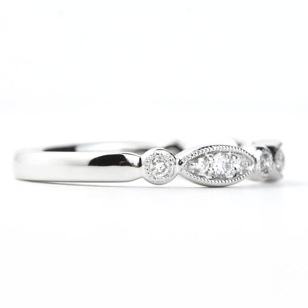 Diamond Almond Band in White Gold - Goldmakers Fine Jewelry