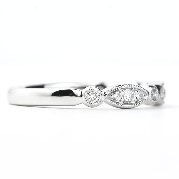 Diamond Almond Band in White Gold - Goldmakers Fine Jewelry