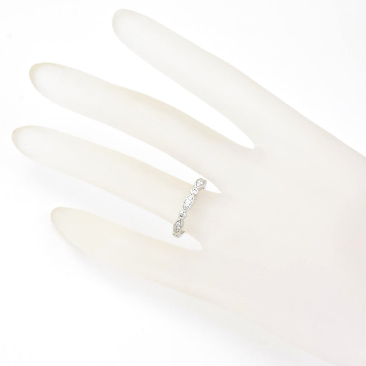 Diamond Almond Band in White Gold - Goldmakers Fine Jewelry