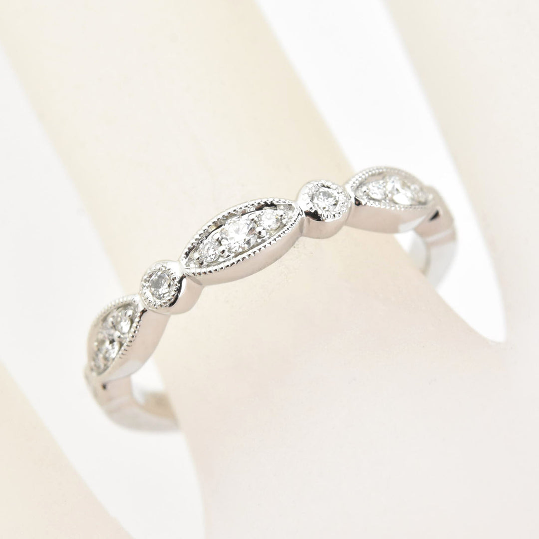 Diamond Almond Band in White Gold - Goldmakers Fine Jewelry