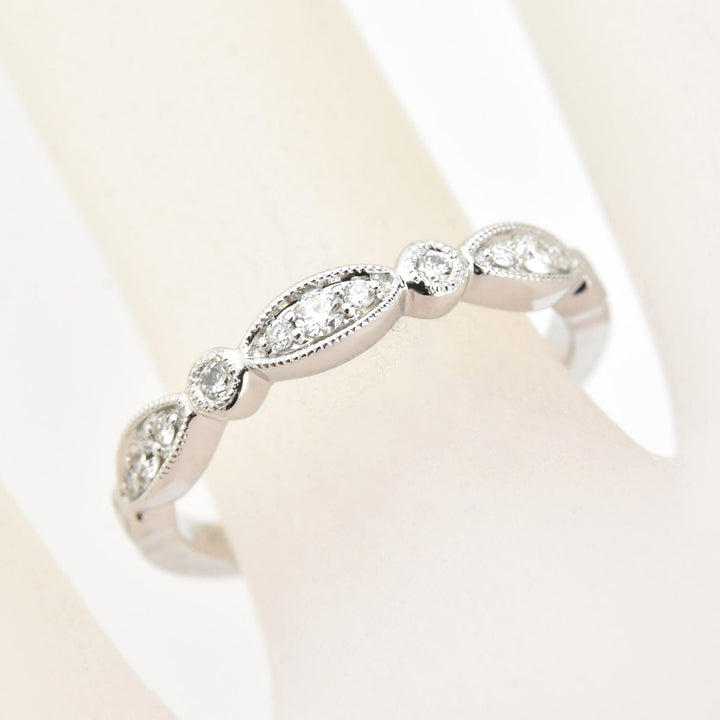 Diamond Almond Band in White Gold - Goldmakers Fine Jewelry