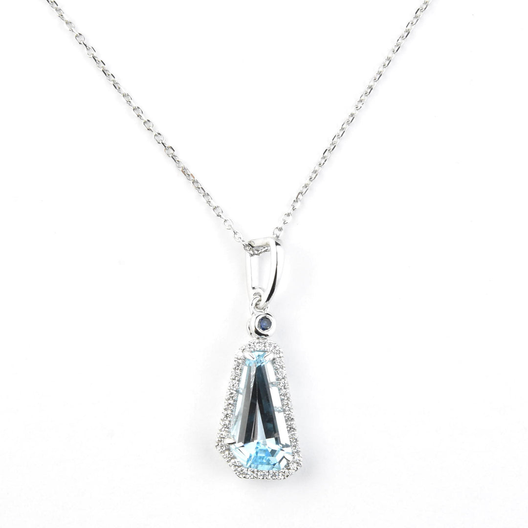 Asymmetrical Blue Topaz, Sapphire and Diamond Necklace