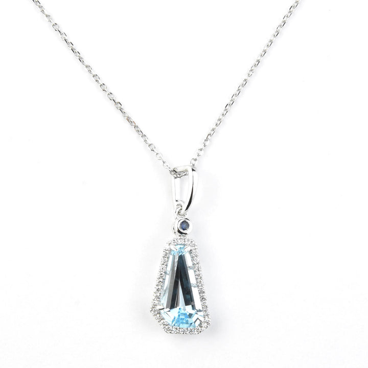 Asymmetrical Blue Topaz, Sapphire and Diamond Necklace