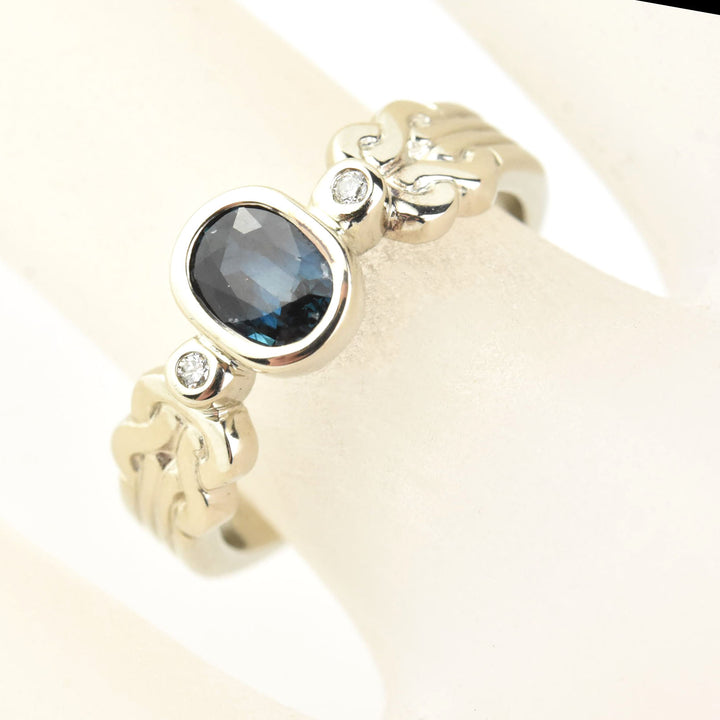 Celtic Sapphire Engagement Ring in White Gold