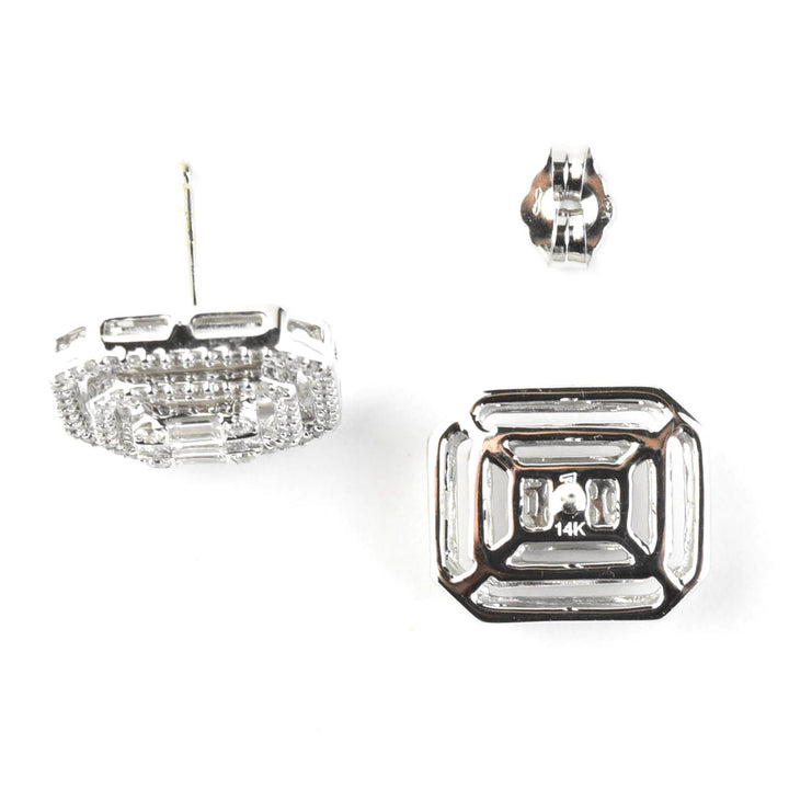 Diamond Cluster Earrings in 14k White Gold