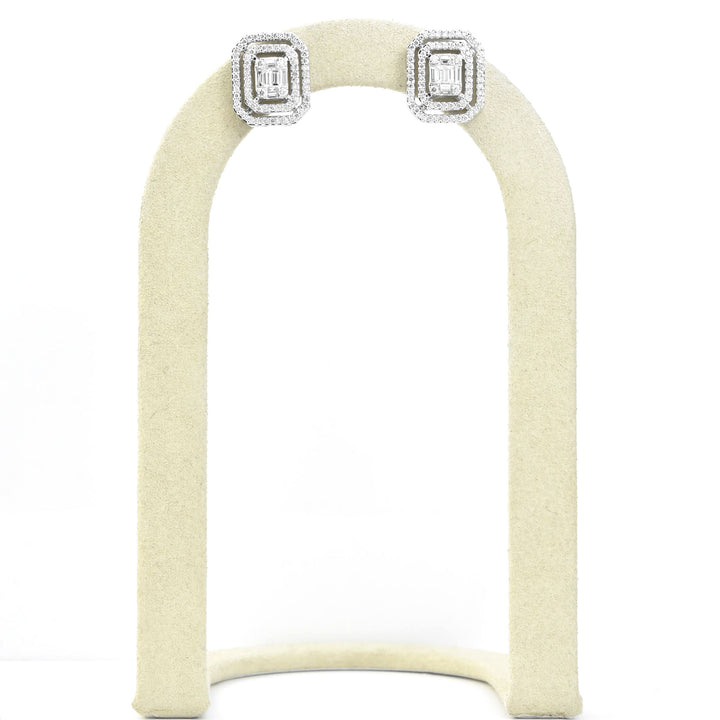 Diamond Cluster Earrings in 14k White Gold