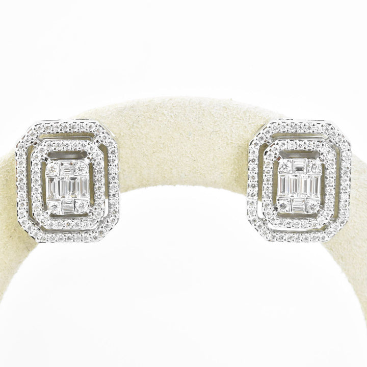 Diamond Cluster Earrings in 14k White Gold