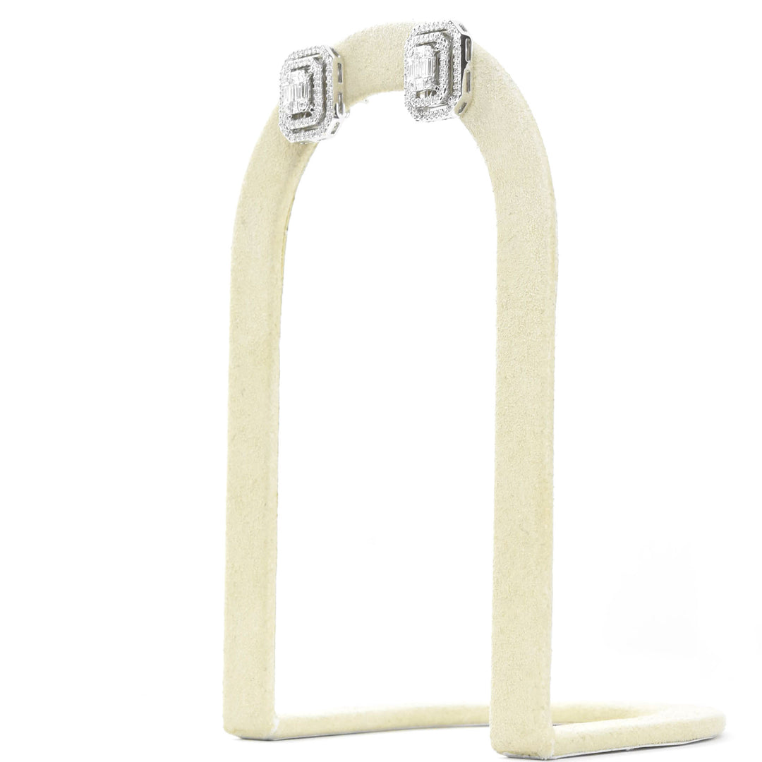 Diamond Cluster Earrings in 14k White Gold