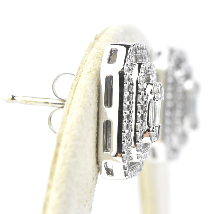 Diamond Cluster Earrings in 14k White Gold