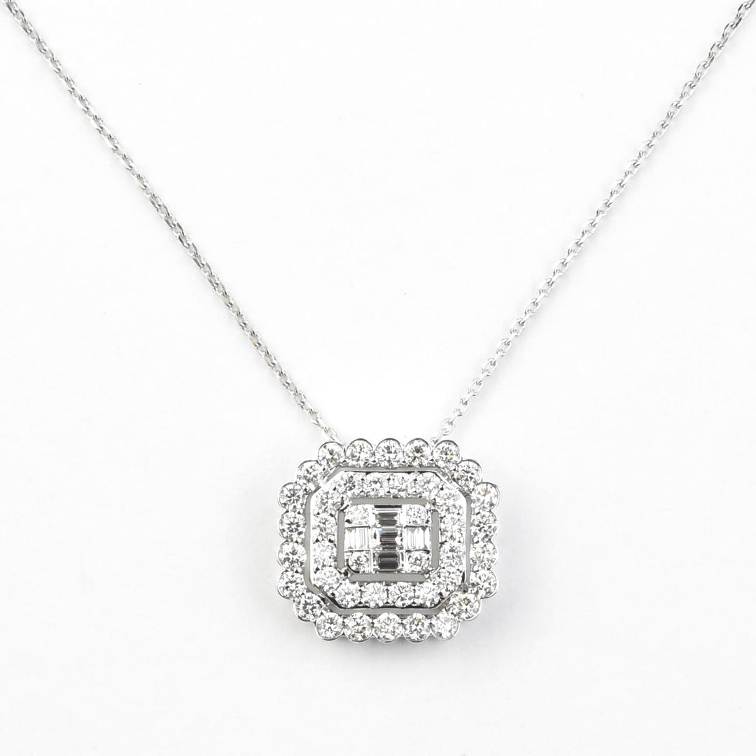 Diamond Cluster Necklace in 14k White Gold