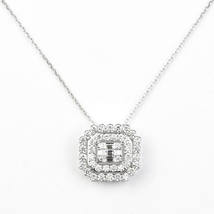 Diamond Cluster Necklace in 14k White Gold