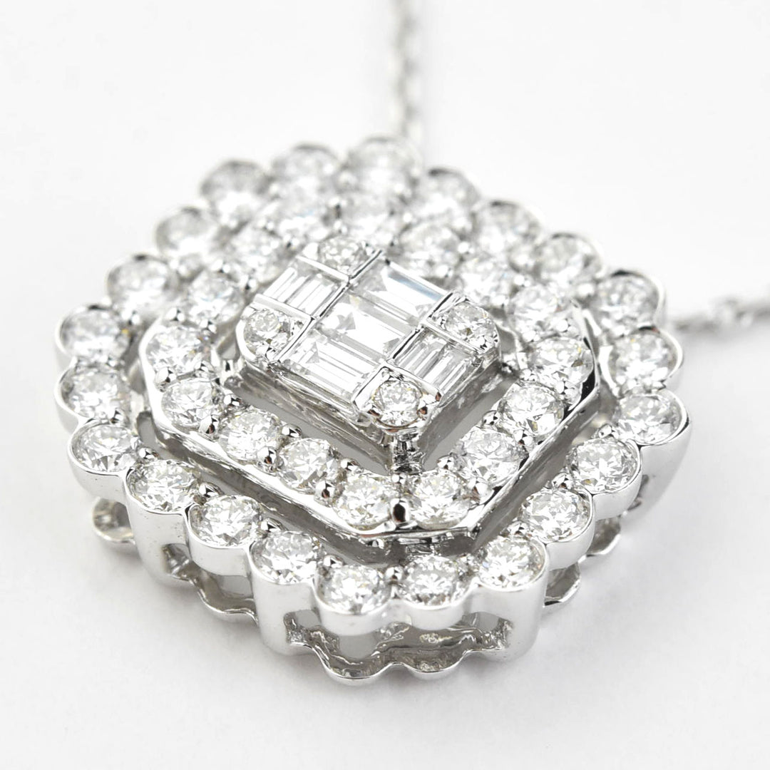 Diamond Cluster Necklace in 14k White Gold
