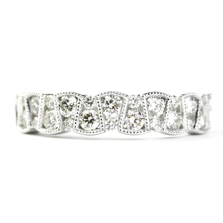 Deco Diamond Band in 14k White Gold