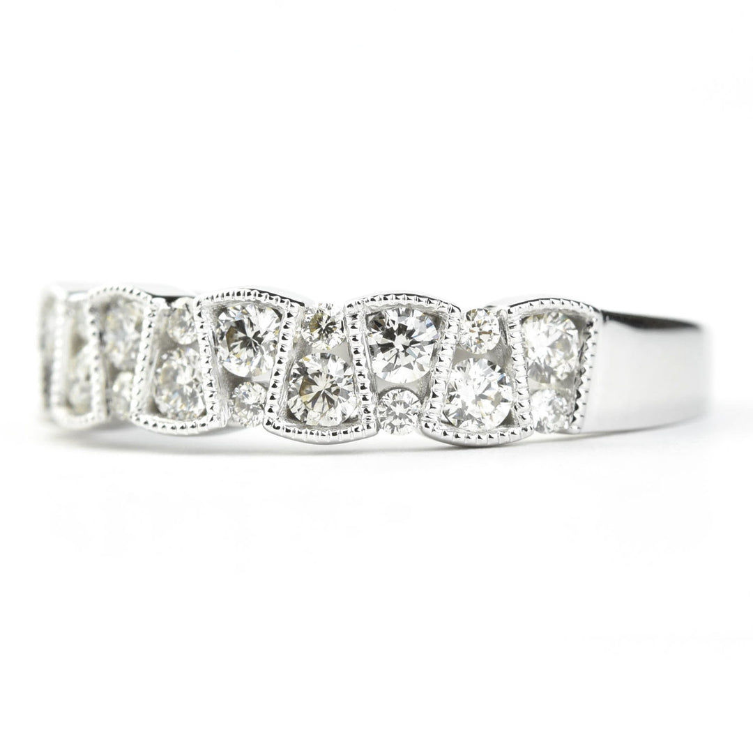 Deco Diamond Band in 14k White Gold