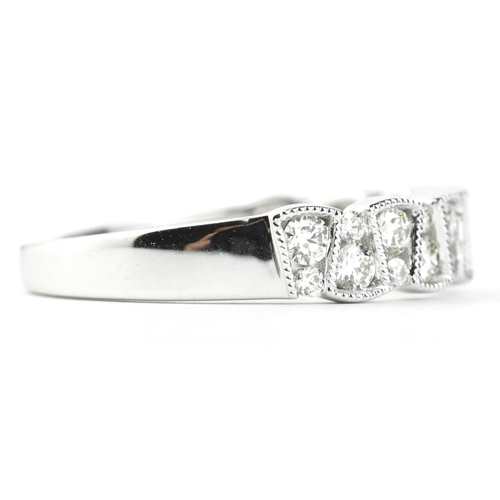 Deco Diamond Band in 14k White Gold