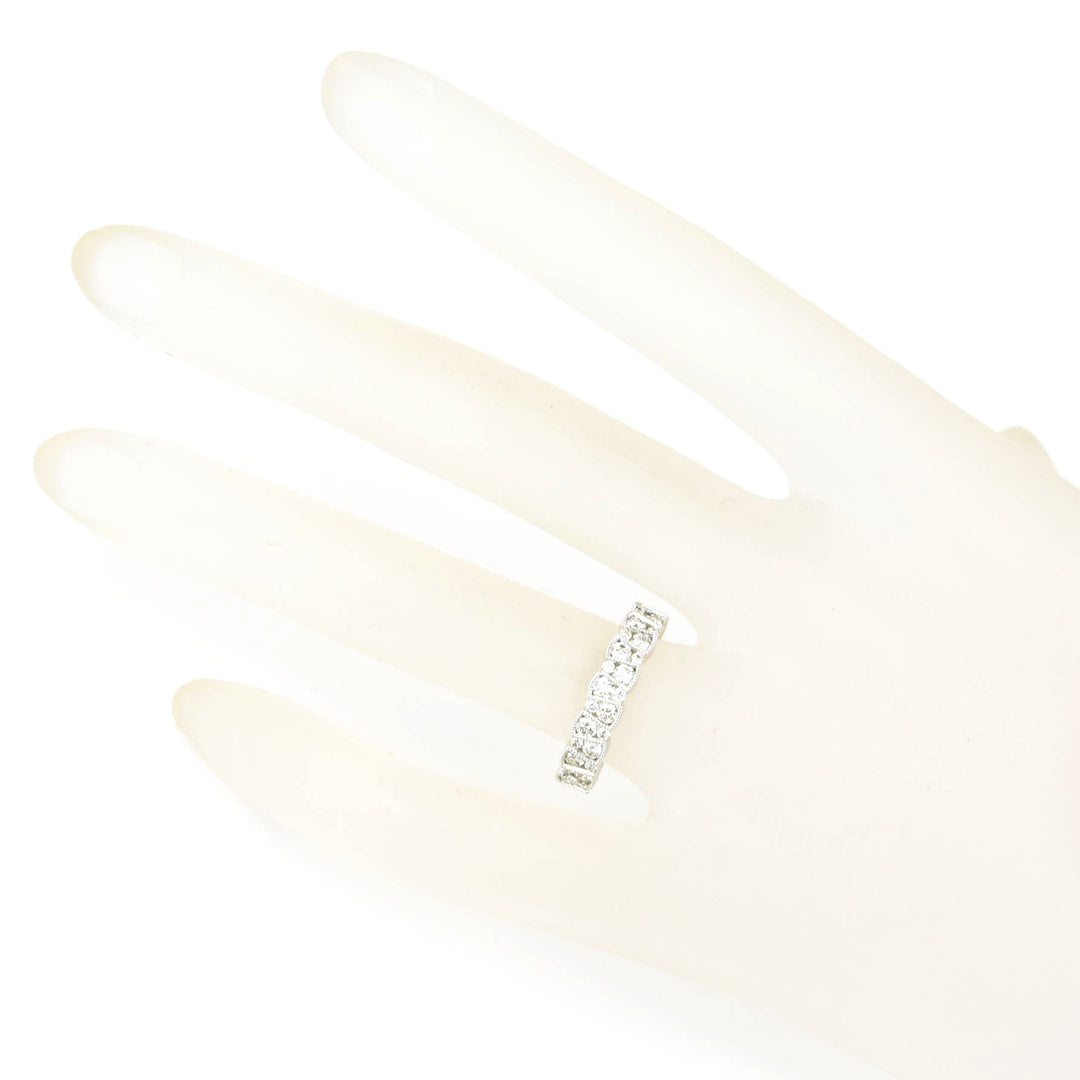 Deco Diamond Band in 14k White Gold