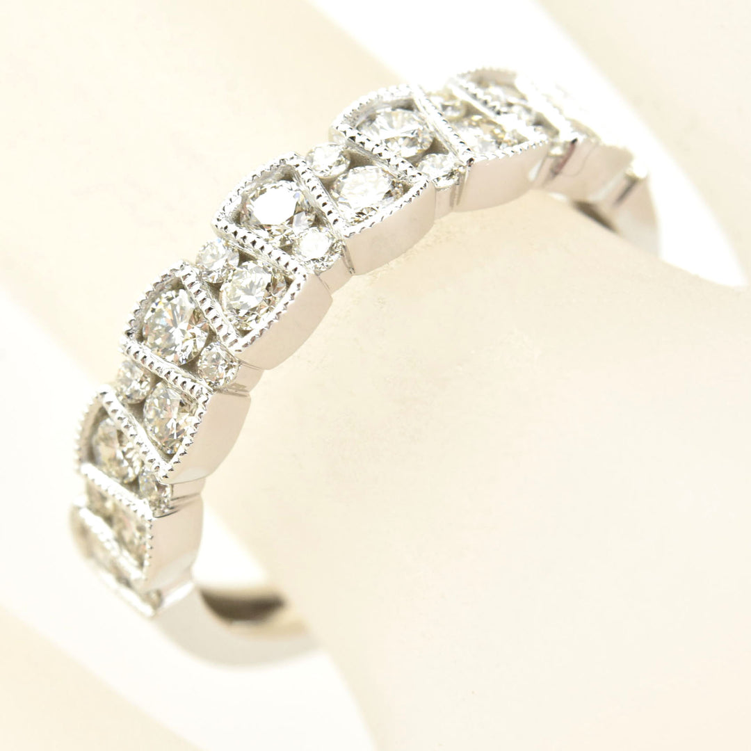 Deco Diamond Band in 14k White Gold