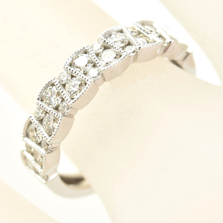 Deco Diamond Band in 14k White Gold