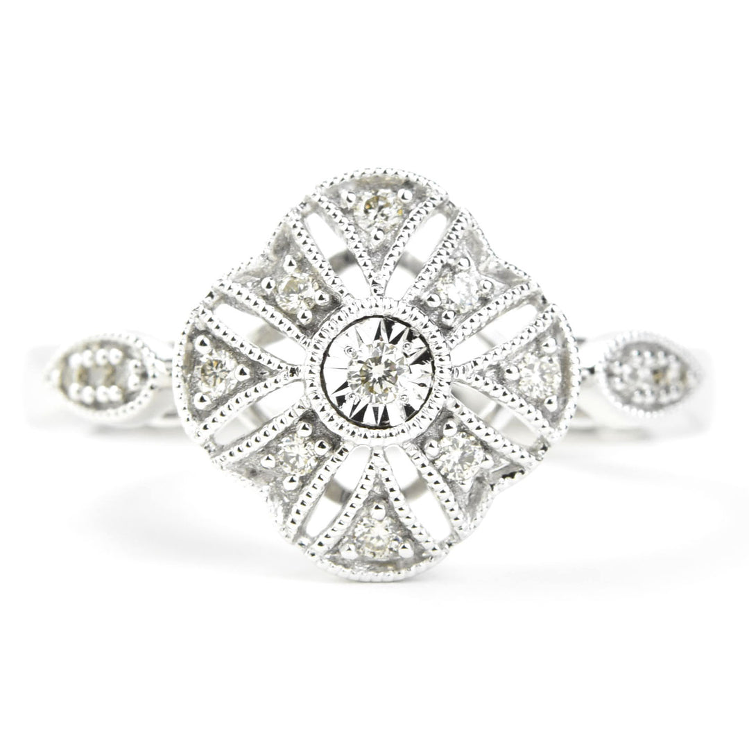 Deco Diamond Ring in 14k White Gold - Goldmakers Fine Jewelry