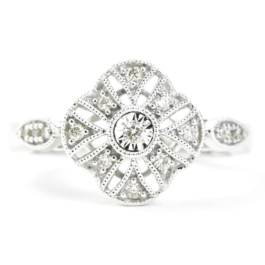 Deco Diamond Ring in 14k White Gold - Goldmakers Fine Jewelry