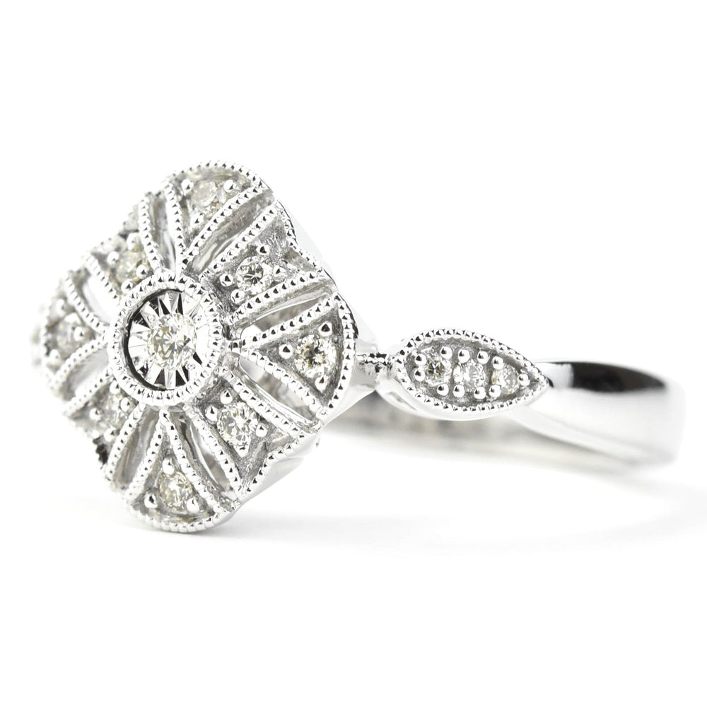 Deco Diamond Ring in 14k White Gold - Goldmakers Fine Jewelry