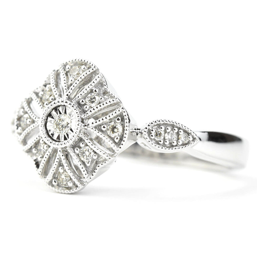 Deco Diamond Ring in 14k White Gold - Goldmakers Fine Jewelry