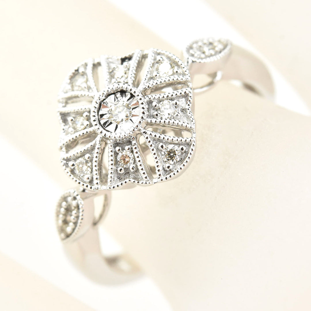 Deco Diamond Ring in 14k White Gold - Goldmakers Fine Jewelry