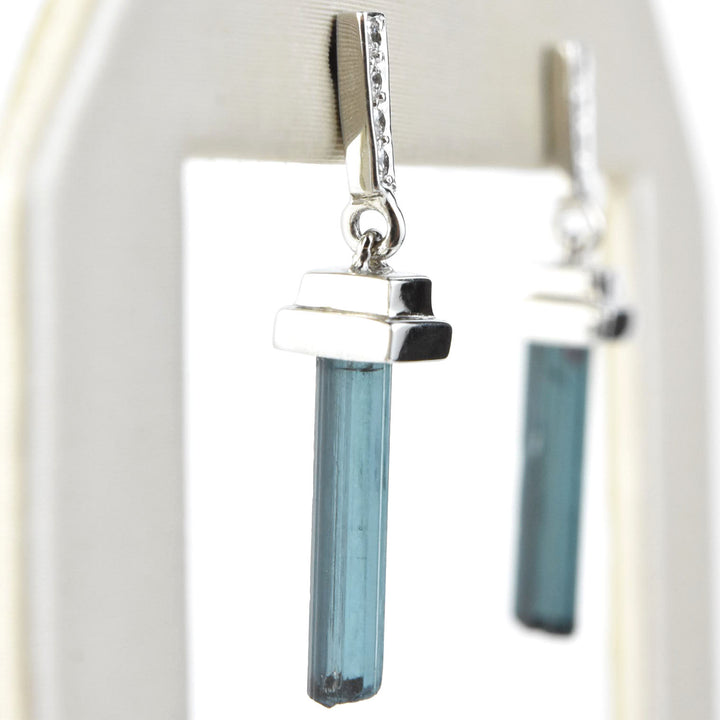 Tourmaline and Diamond Earrings in 14k White Gold