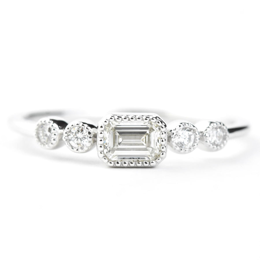 Delicate White Gold Emerald-Cut Diamond Ring - Goldmakers Fine Jewelry