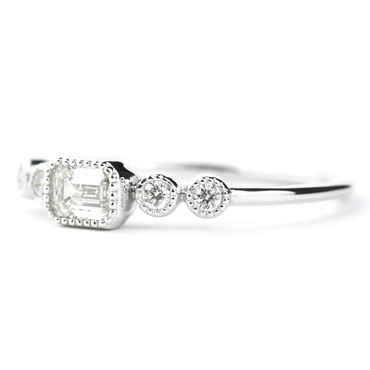 Delicate White Gold Emerald-Cut Diamond Ring - Goldmakers Fine Jewelry