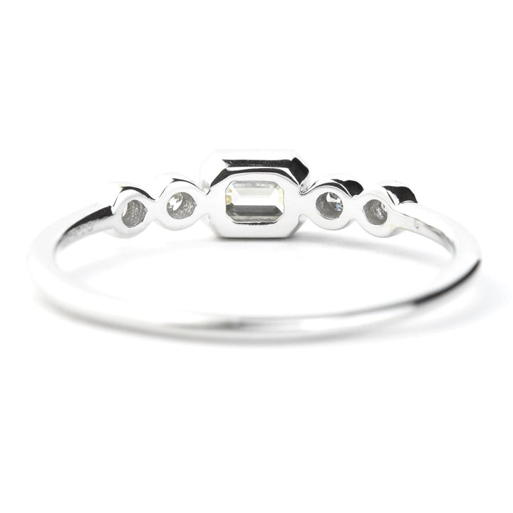 Delicate White Gold Emerald-Cut Diamond Ring - Goldmakers Fine Jewelry