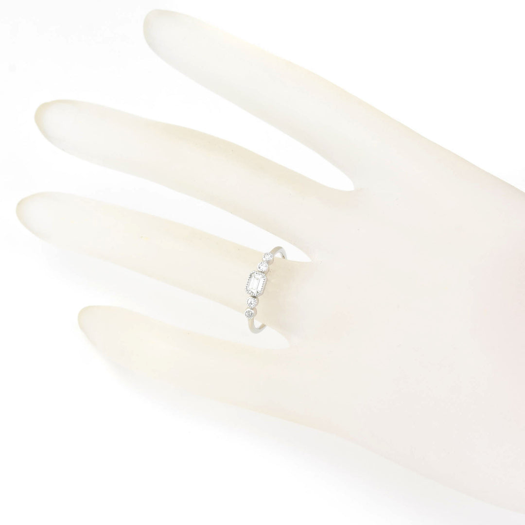 Delicate White Gold Emerald-Cut Diamond Ring - Goldmakers Fine Jewelry