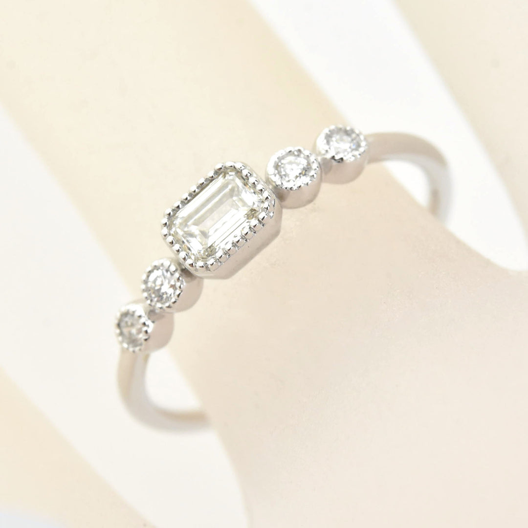 Delicate White Gold Emerald-Cut Diamond Ring - Goldmakers Fine Jewelry