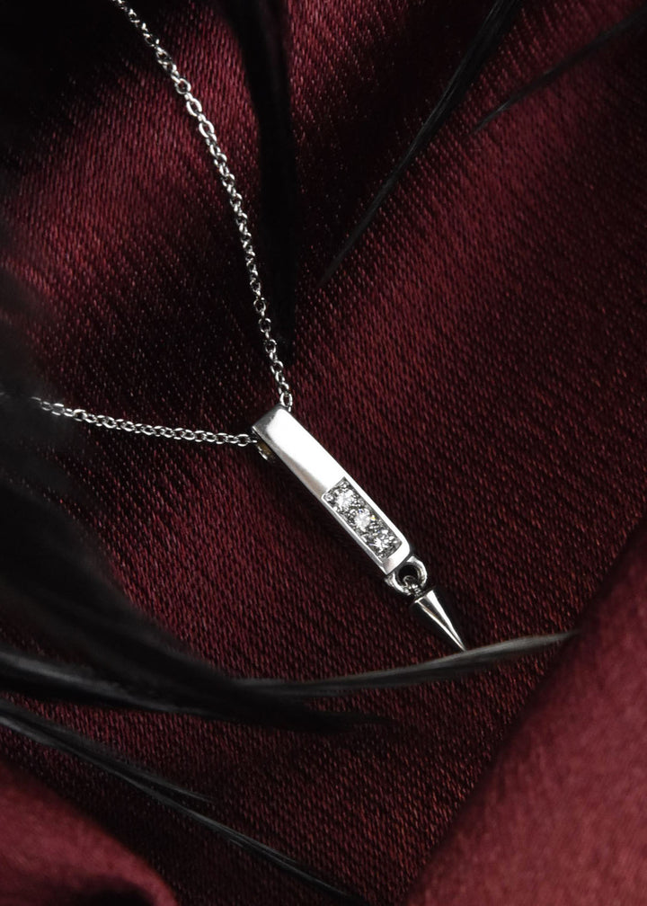 Spiked Diamond Necklace in 14k White Gold