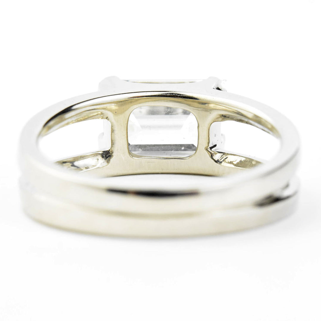 East West Emerald Cut Diamond Ring in 14k White Gold - Goldmakers Fine Jewelry