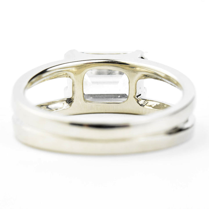 East West Emerald Cut Diamond Ring in 14k White Gold - Goldmakers Fine Jewelry