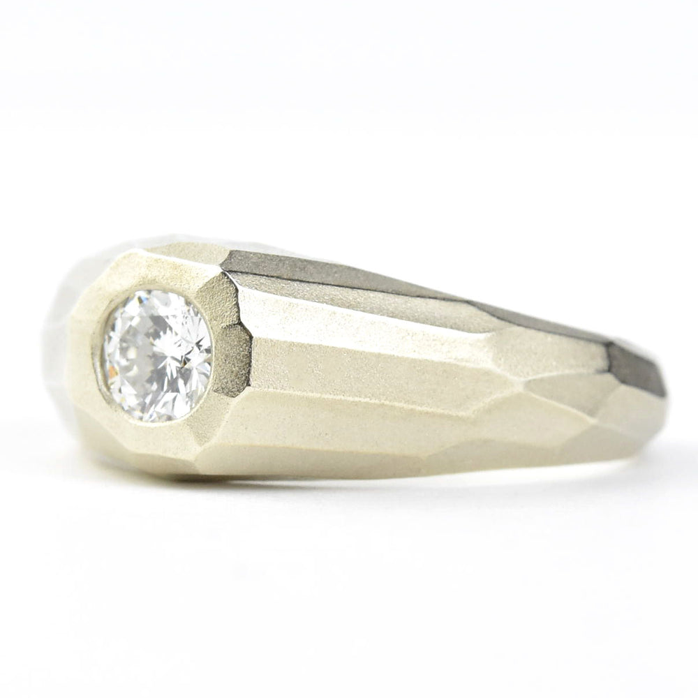 Diamond Faceted Band in 14k White Gold - Goldmakers Fine Jewelry