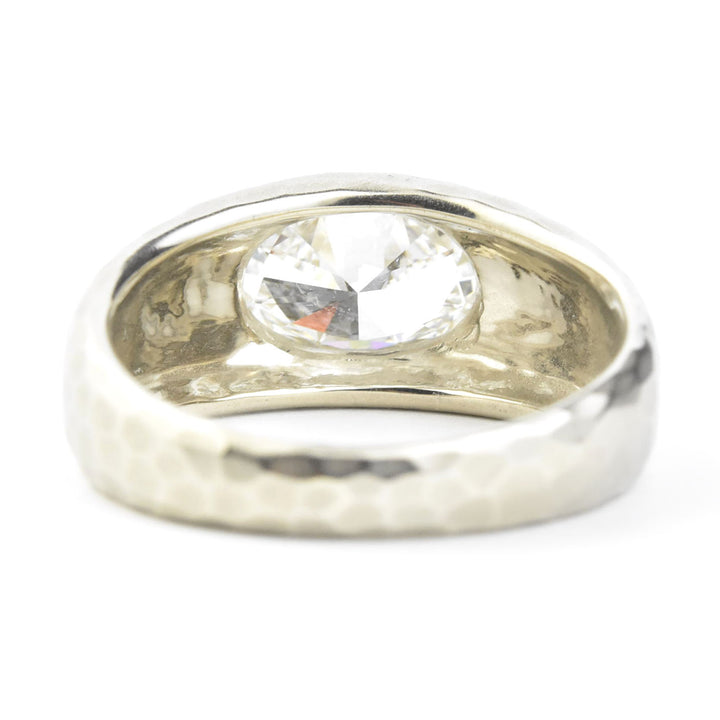 Diamond Hammered Ring in 14k White Gold