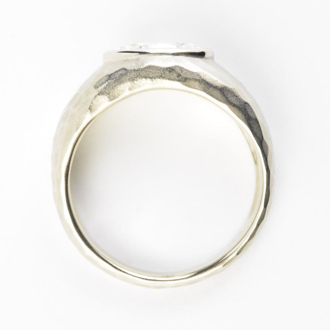 Diamond Hammered Ring in 14k White Gold